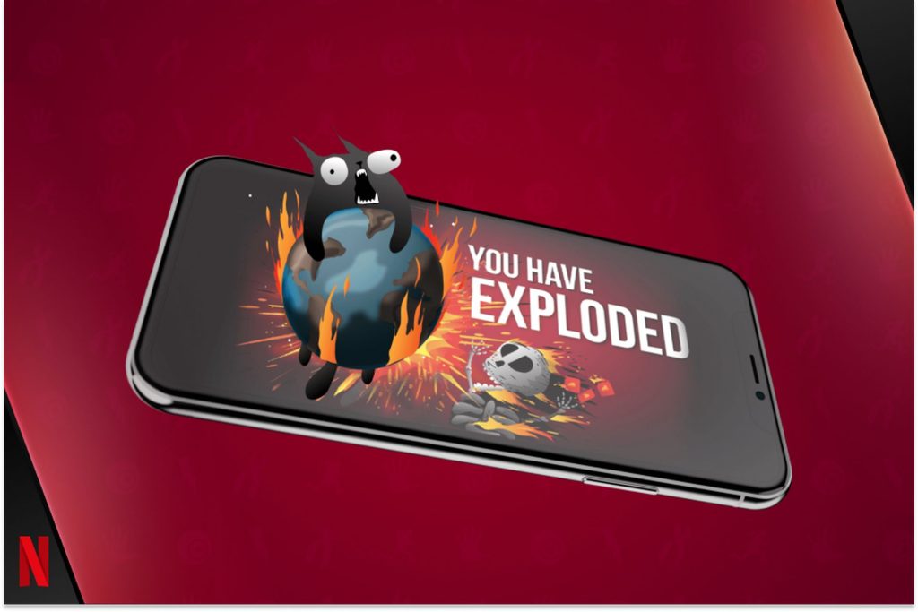 Une image du jeu « Exploding Kittens » sur un smartphone