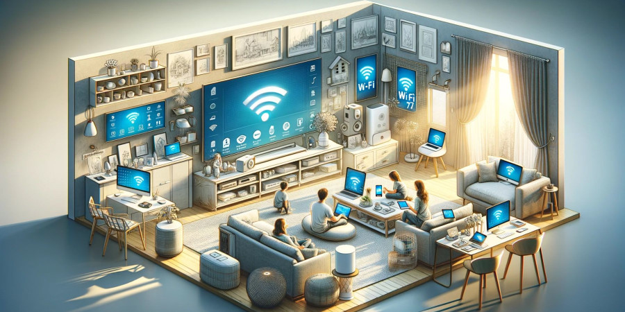 Une illustration des applications et des capacités de partage Internet de la connectivité Wi-Fi 7.